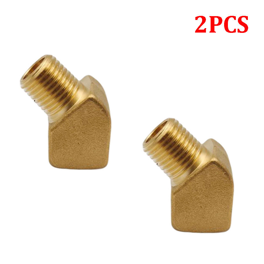 2Pcs Solid Brass Street Pipe 45 Degree Elbow 1/4 Inch Male Female