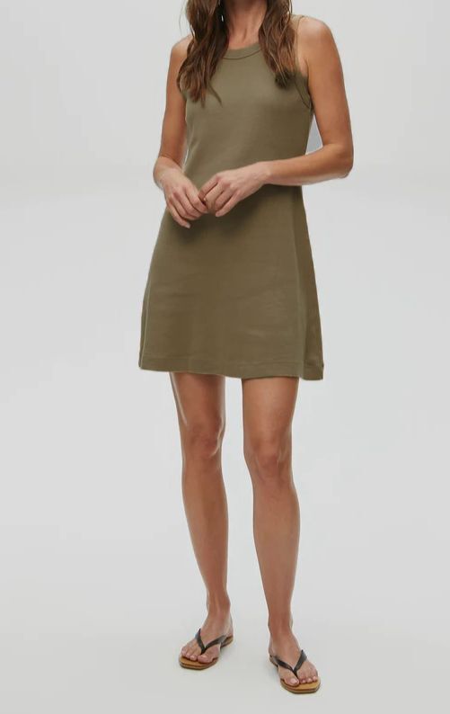 slim fit dress slacks Women's Solange Satin Midi Dress - Olive - Size M main image 1