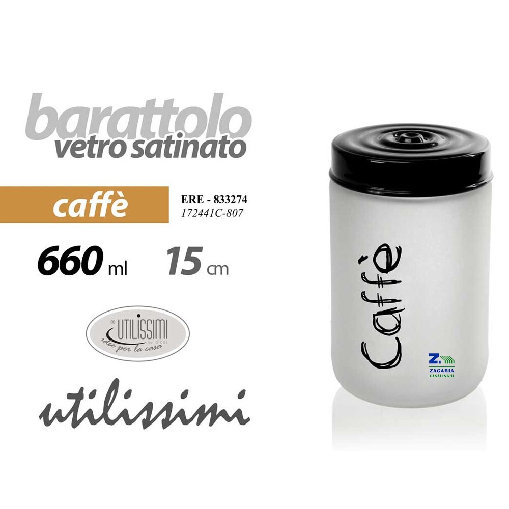 BARATTOLO CONTENITORE CAFFE' VETRO SATINATO 660ml ERE-833274