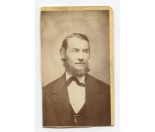 CDV STUDIO PORTRAIT MAN FROM WILMINGTON, ILLINOIS, BY WHITE, GRAPHIC BACK