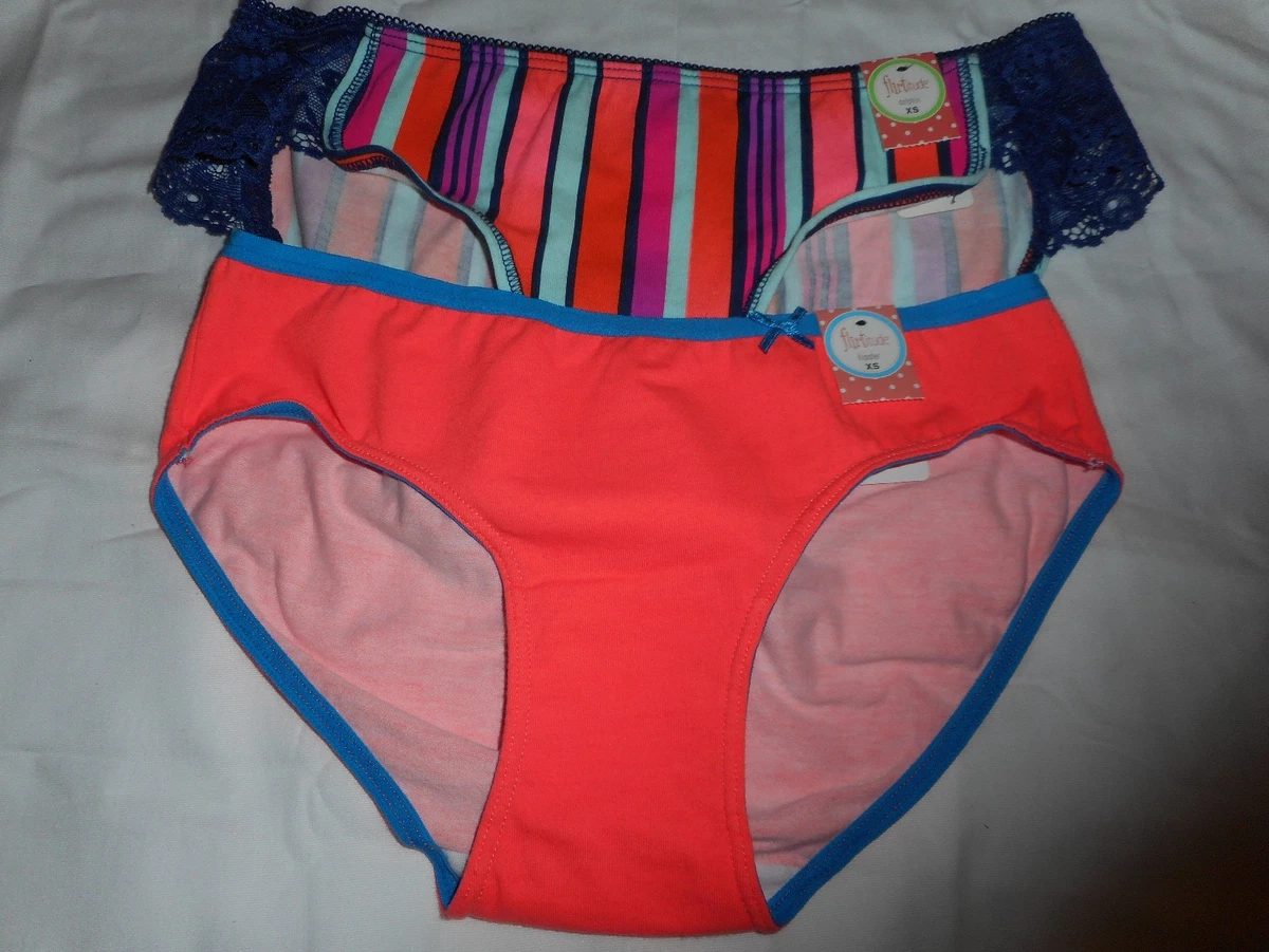 Women's Flirtitude Hipster Panties Set of 2 X-Small Very Coral & Stripes 23