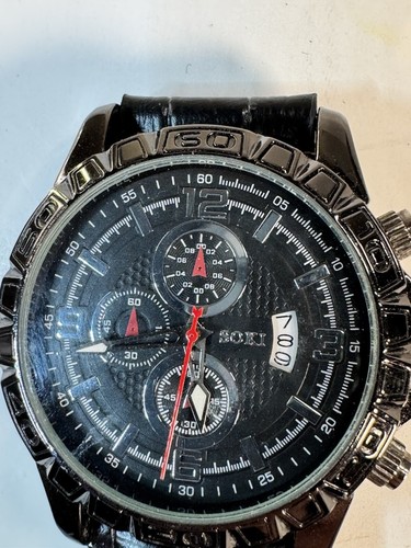 Soki Chronograph Date Stainless Steel Quartz Mens Watch Adjustable Strap - Picture 3 of 8