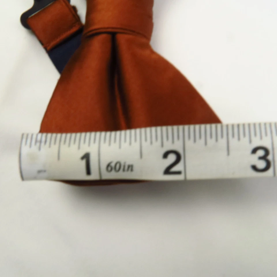 Pajarita Kiss Ties marrón macizo cobre preatada ajustable 20x2,25 microfibra Foto 4 de 4