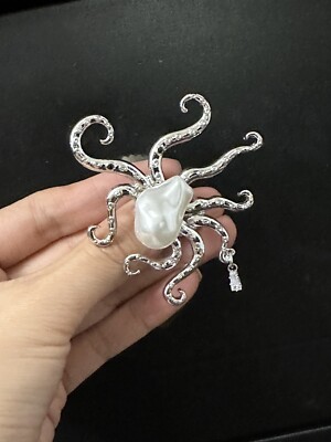Baroque Pearl Octopus Ring,Large Metal Unique Unusual Ring For Women,Chunky Ring