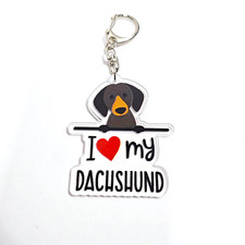 Dachshund Love Dog Keychain, Wiener Dog, Acrylic, Pet Lovers, Purse Charm