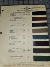 1942 Hudson Color Chips Sheet