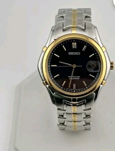 Seiko Perpetual Calendar Black Dial Two-tone Stainless Steel Watch - Picture 5 of 7