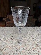 1 (one) Lenox Navarre Clear Etched Crystal Water Goblet 7 5/8" Signed Excellent!