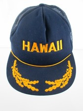 Vtg Blue Hawaii Trucker Hat Cap Mesh Foam Rope Gold Leaf Scrambled Egg Snapback