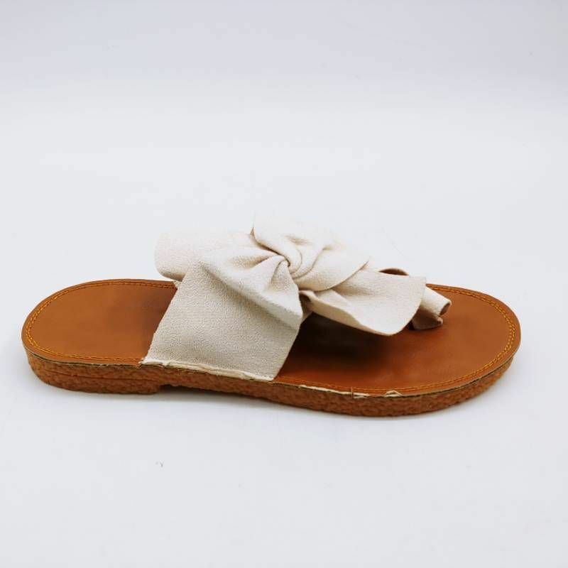 Womens Thong Sandals Ivory Knotted Toe Strap Bow Slip On US EUR