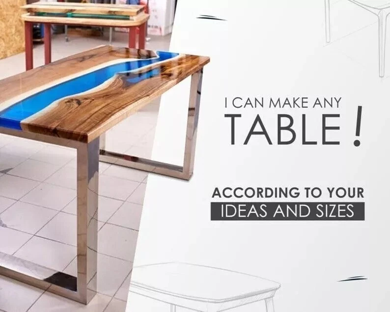 Mesa de resina epoxi | Mesa de comedor y centro epoxi para decoración del hogar Foto 4 de 4
