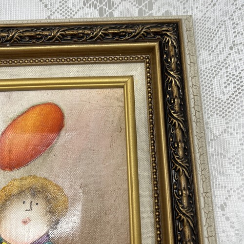 Signed JOYCE ROYBAL Oil Painting FRAMED ART Children with Balloons 8" x 10" - Picture 7 of 8