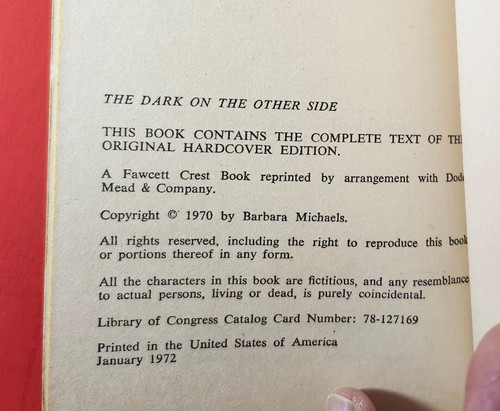 THE DARK ON THE OTHER SIDE Barbara Michaels - Vintage 1972 Paperback WEREWOLF! - Picture 3 of 6