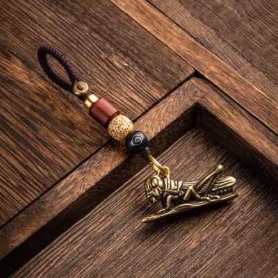 Pure Brass Grasshopper Figurine Keychain Pendant Jewelry Lanyard Animal Locust