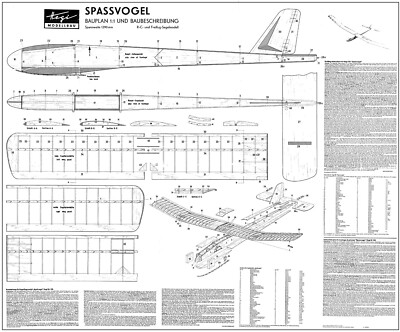 Schuco Hegi Spassvogel Freiflug / RC Segelflugpläne