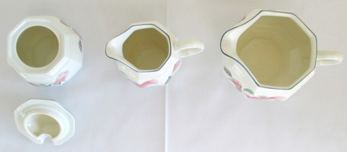Mikasa Continental Silk Flowers Creamer Covered Sugar Bowl & Gravy Boat - Picture 5 of 8