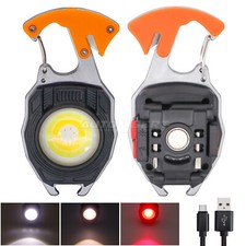 2X Mini LED Flashlight Work Light Cigarette Lighter Rechargeable Keychain Light