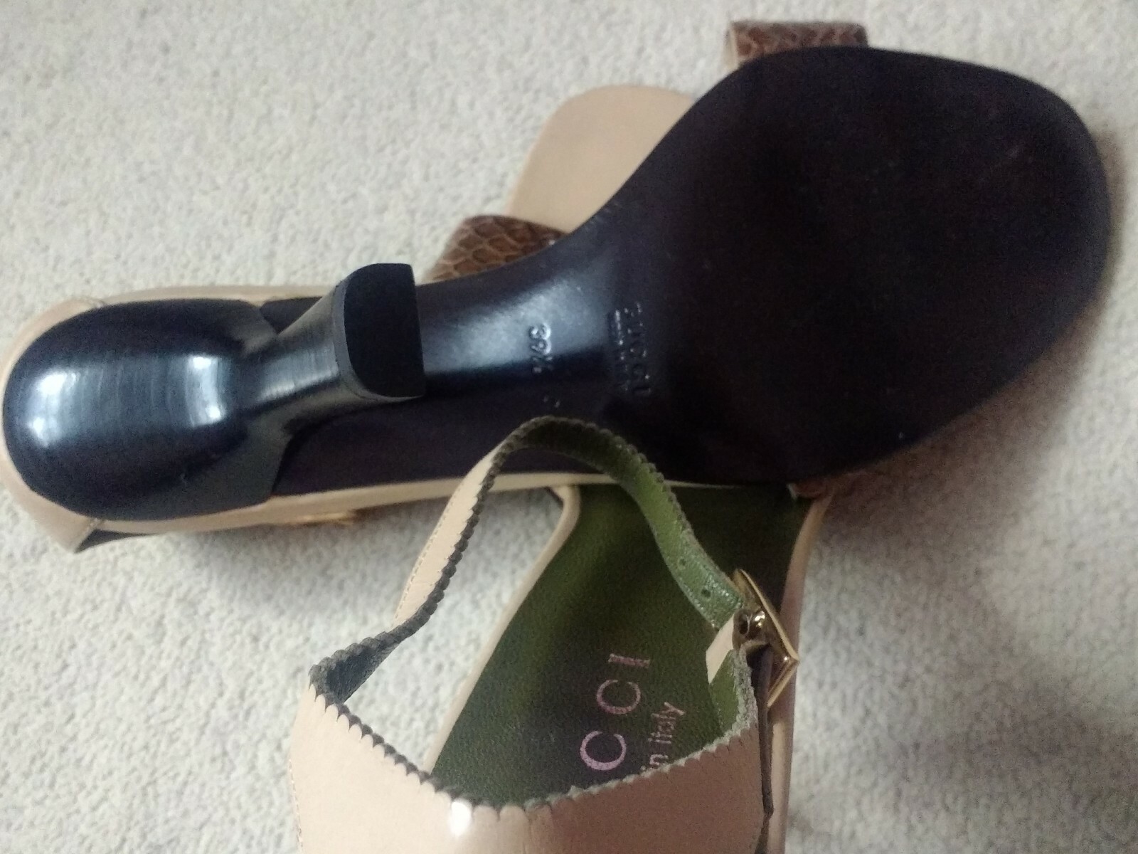 GUCCI women's Python leather open toe high heels … - image 12