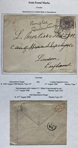 1888 Queenstown Ireland Vintage Cover to London England