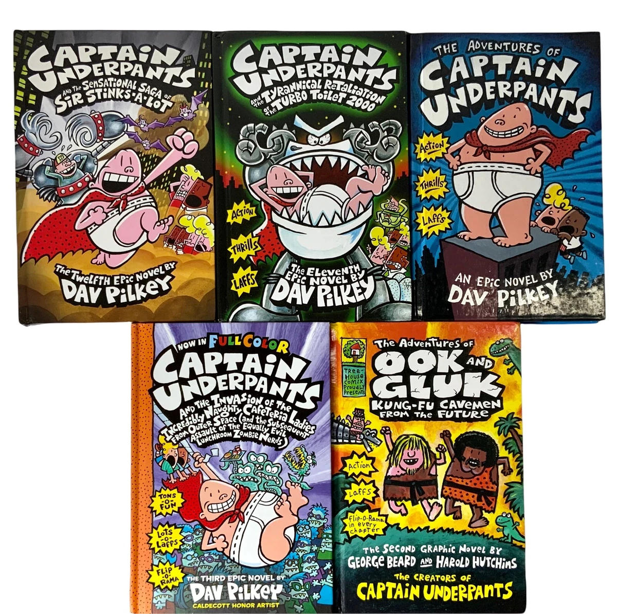 5-Captain Underpants Books & The Adventures Of OOK & Gluk Cavemen