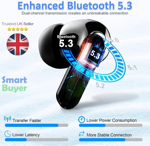 Bluetooth 5.3 Wireless Earbuds Earphones In-Ear pods 4 ENC Noise Cancelling Mic - Picture 6 of 6