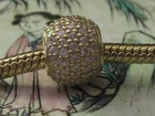 New Pandora Solid 14k Yellow Gold Pave Ball Lights Charm/Bead 750819CZ  $450