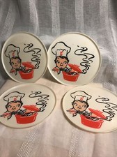 VTG CAMPBELL SOUP PLAY KITCHEN Plates 4 Doll Tea Party Plastic Toy Collectible