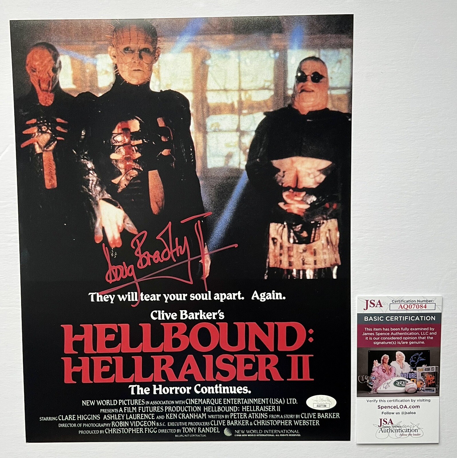 DOUG BRADLEY HAND SIGNED AUTOGRAPHED PINHEAD 11X14 PHOTO +JSA COA ...