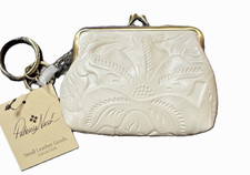 PATRICIA NASH Borse Tooled Genuine Leather Coin Purse in Latte. NWT