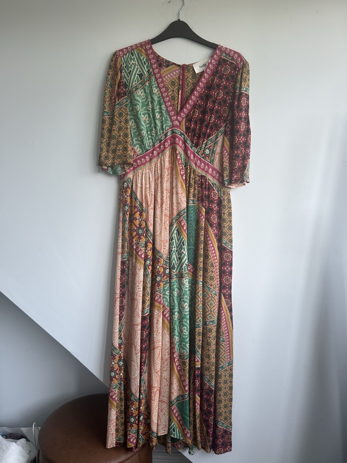 ba&sh Fanta maxi Dress with a vibrant patchwork design Size 12