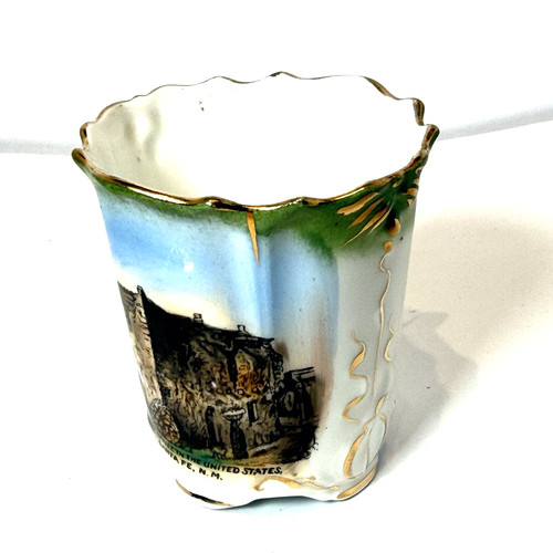 SANTA FE, NEW MEXICO NM Souvenir OLDEST HOUSE Antique Painted China Tea Cup