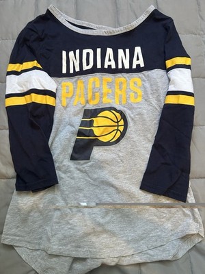 UNK Indiana Pacers NBA 1/4 Sleeve Shirt Top Size M Navy Gray Yellow White