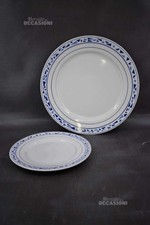 Set 6 Piatti Piani+ 1 Grande Porcellana Bianchi Azzurri Etrusca Mirabell Made It