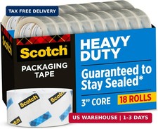 Scotch Heavy Duty Shipping Packing Tape, Clear, 1.88 in. x 54.6 yd. 18 Tape Ro