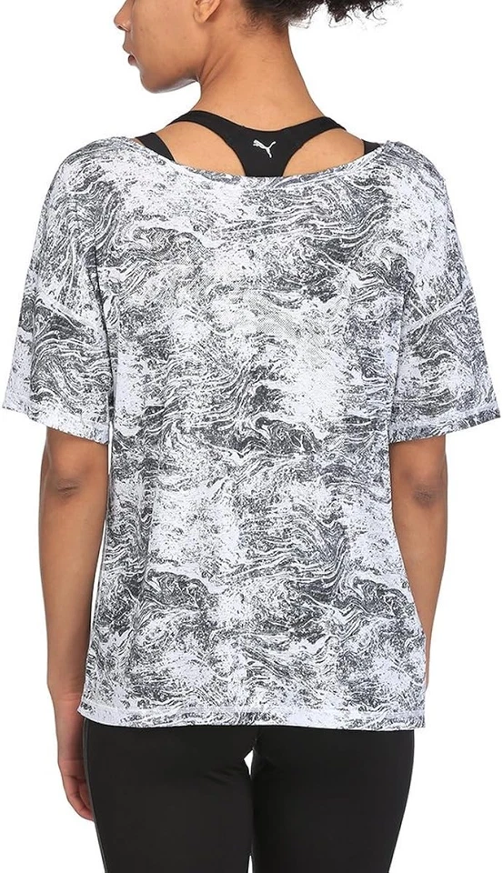 Puma ladies T-shirt Dancer Drapeey Tea Top, Black Quarry / White, XS - Image 2 of 4