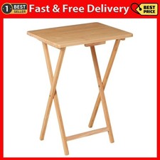 Mainstays Folding TV Tray Table, Rubberwood, Natural, 19" X 14.5" X 26", Indoor