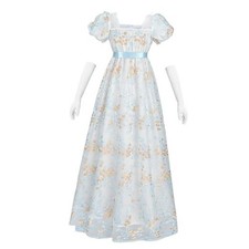 Golden Regency Dresses for Women 1800s Vintage Dress Victorian Ball Large Blue