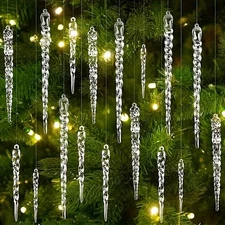 Christmas Tree Clear Glass Icicle Ornaments Decoration Xmas Home Decor
