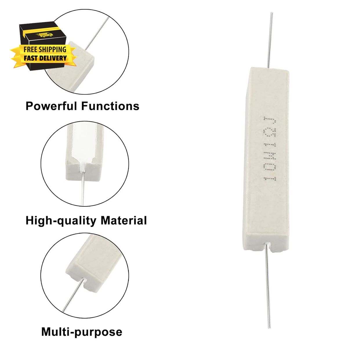 Resistenze ceramiche 10 Pezzi, resistore di Cemento da 10 Watt Kit di Resistenza per divisori per Altoparlanti Resistori di Potenza in Ceramica da 1 Ohm / 1,5 Ohm / 5 Ohm / 6