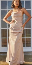 Chi Chi London Champagne Nude Lace Back Ruched Maxi Dress. Bridesmaid Prom. 10