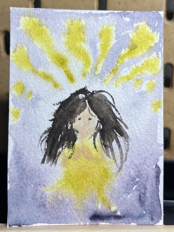 ACEO Original Art Card Watercolor Painting Whimsy Magic Myths  annesartdesigns