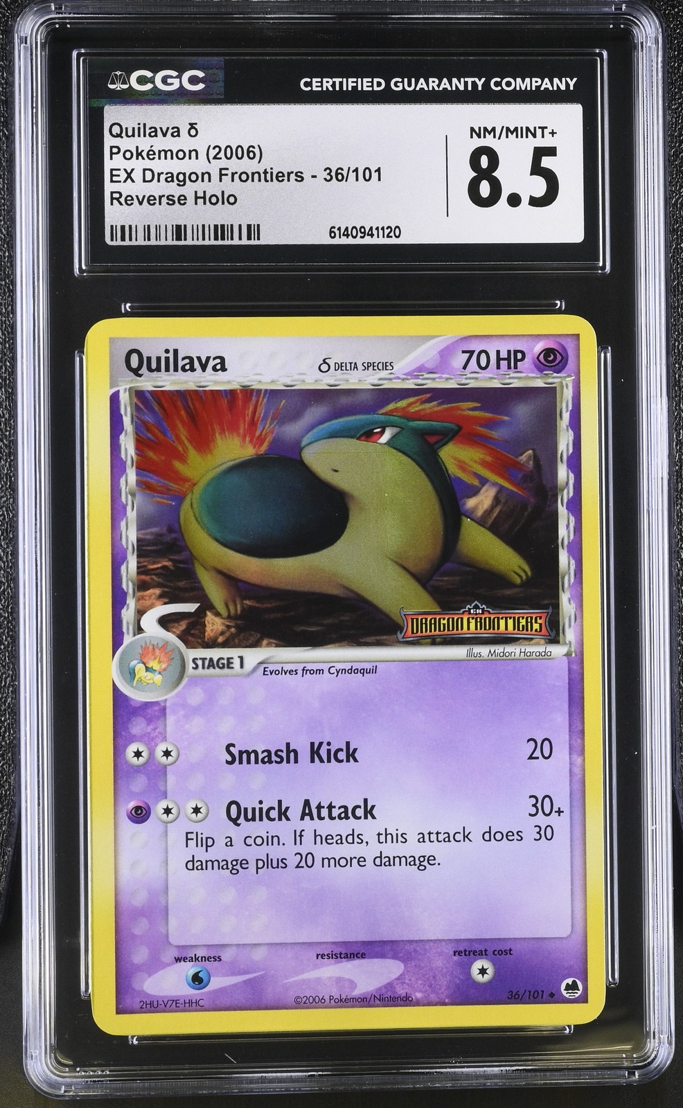CGC 8.5 Quilava 36/101 EX Dragon Frontiers Reverse Holo Stamped Pokemon Card
