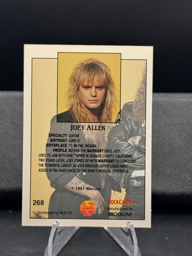 1991 Brockum Rockcards - Joey Allen, #268 - Warrant - Picture 2 of 2