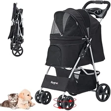 HANRAYFX Pet Stroller for Medium Small Dogs & Cats, One-Hand Folding P