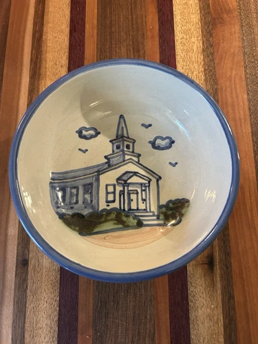 MA Hadley Pottery Vintage Church Cereal Bowl 5” Unique