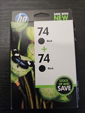 HP 74 Black Ink Cartridge Twin Pack CZ069FN - 2 x CB335WN OEM Sealed Foil Pack