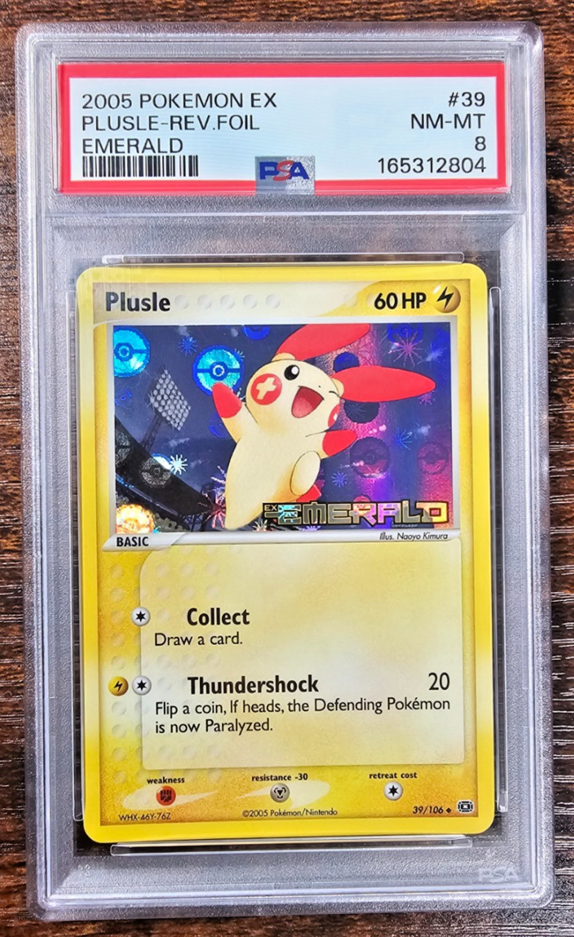 Pokemon Plusle Reverse Holo Stamped EX Emerald 39/106 2005 Low Pop PSA 8 POP 24