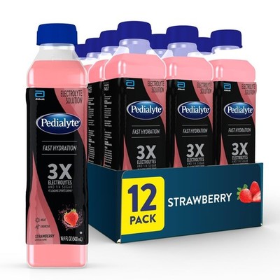 Rehydrate Fast - Pedialyte Electrolyte Solution Strawberry 12pk