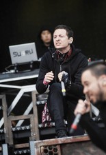 Chester Bennington and Mike Shinoda performing with American rock - Old Photo