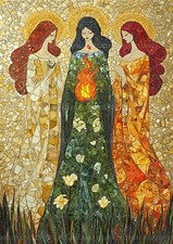 G&ouml;ttin Brigid Dreifachaspekt Wandkunstdruck Keltische Mythologie Mosaik Kunst AE35